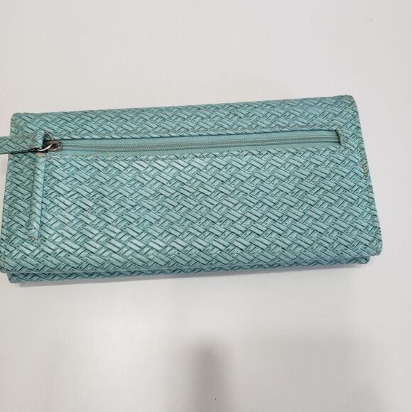 Woven Print Light Teal Woman's Wallet, Approx. 8 x 4 - Picture 6 of 7